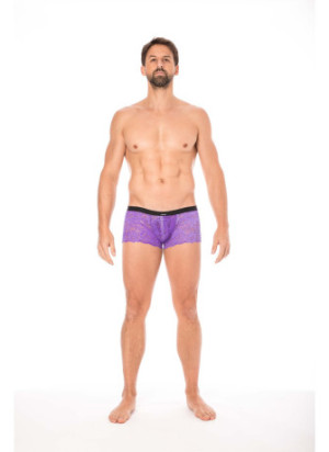 Mini-Pant violet en dentelle et simili cuir - LM2002-68PUR